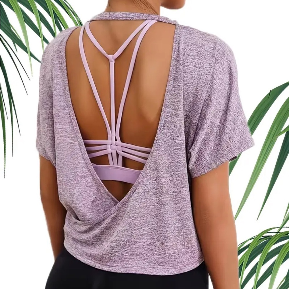 Open Back Workout Shirt - Picture 2 of 5